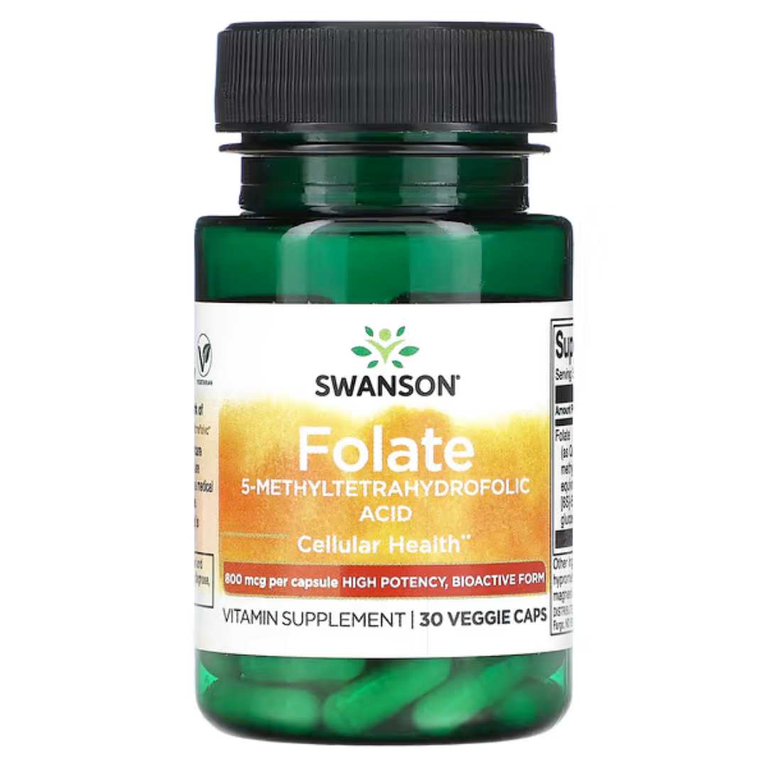 Folate, 5-Methyltetrahydrofolic Acid, 800 mcg, 30 Veggie Caps