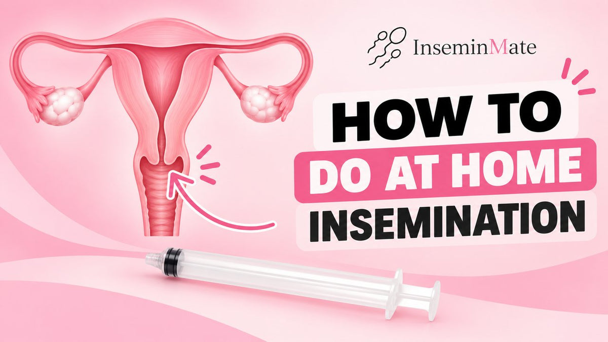 Load video: How to do at home insemination using IVI or insemination syringe, syringe is placed right up close to cervix and then sperm is dipressed right at cervix entry point