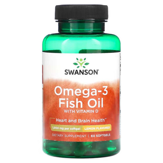 Omega-3-Fischöl mit Vitamin D, Zitrone, 1.000 mg, 60 Kapseln